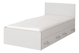 Pat de o persoană 90 cm Klaudia 36 (Alb + stejar sonoma)