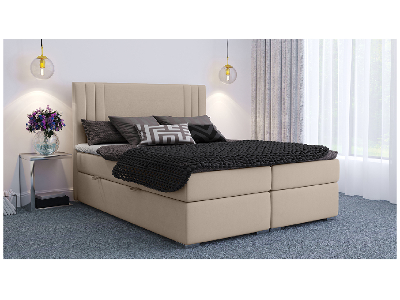 Franciaágy Boxspring 140 cm Morcano (bézs) (tárolóhellyel)