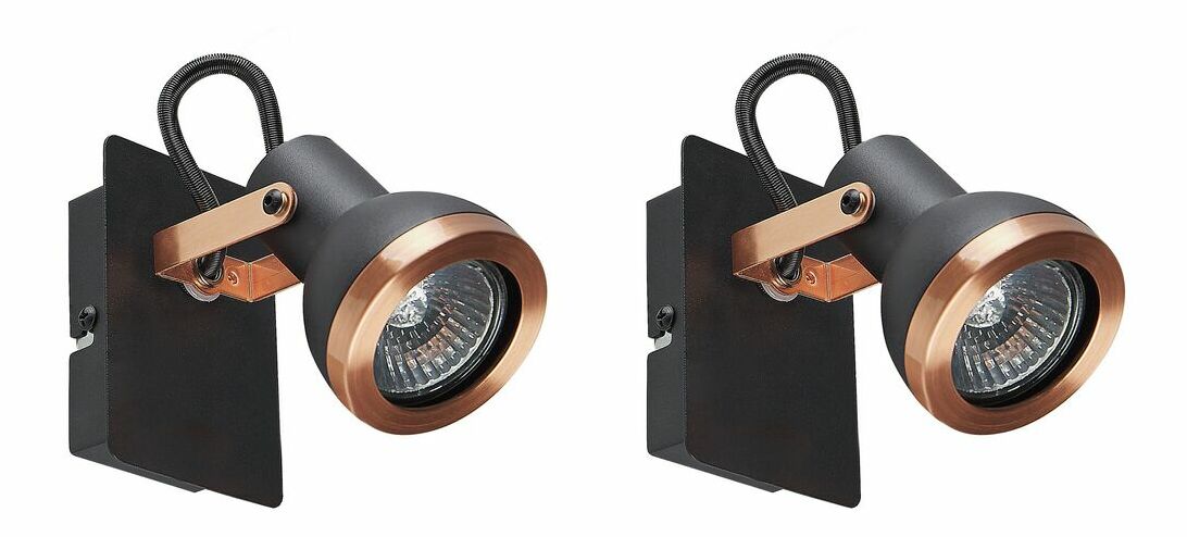 Set 2 ks nástenných svietidiel Braulio (čierna)