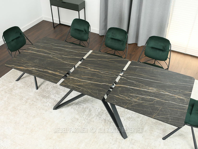 Blagovaonski stol Venda (crni mramor + crna)