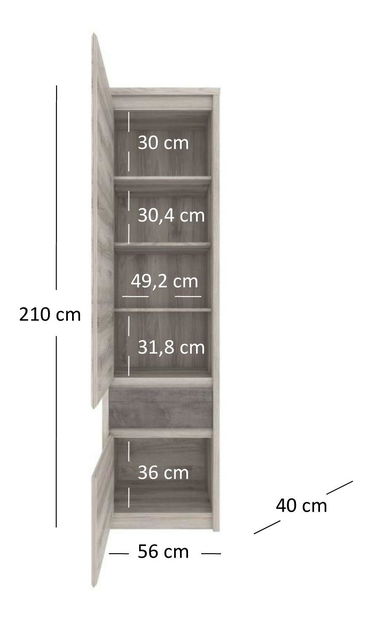 Polcos szekrény Japon (nairobi gesztenye + ónix)