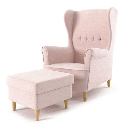 Kreslo s podnožkou Uzuri (svetloružová) 