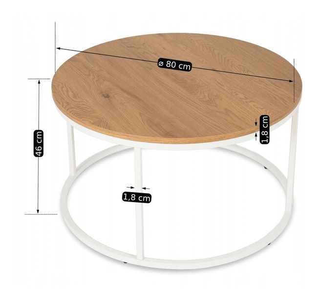 Dohányzóasztal Aparentar Max (tölgy + fehér)