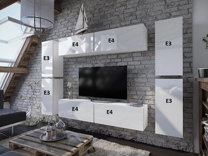 Mobilier living Melville (negru + negru lucios)