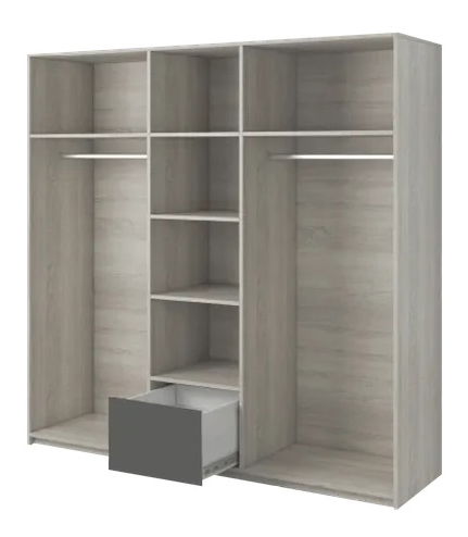 Ruhásszekrény Hyllo (Fehér + Katthult + grafit + Tükör)