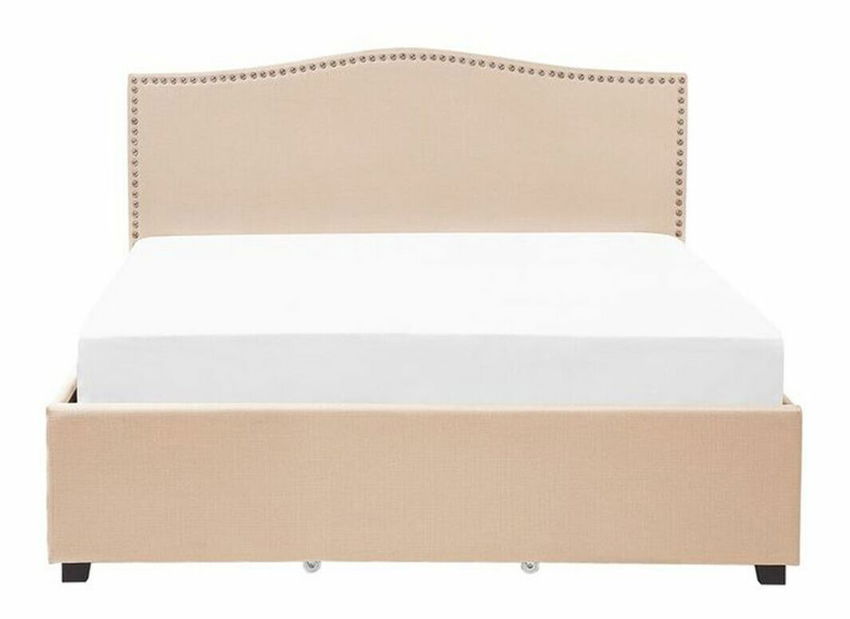 Bračni krevet 160 cm MONTHY (s podnicom i prostorom za odlaganje) (bež)