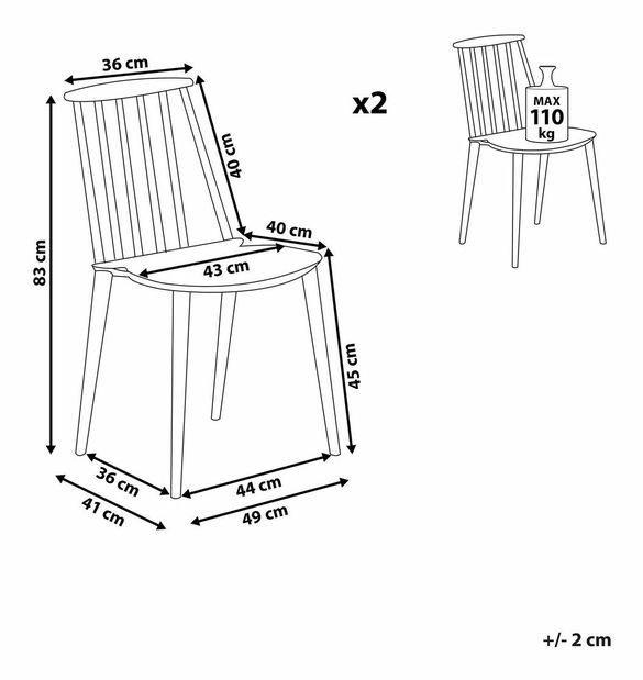 Set 2ks. jedálenských stoličiek Vendor (čierna)