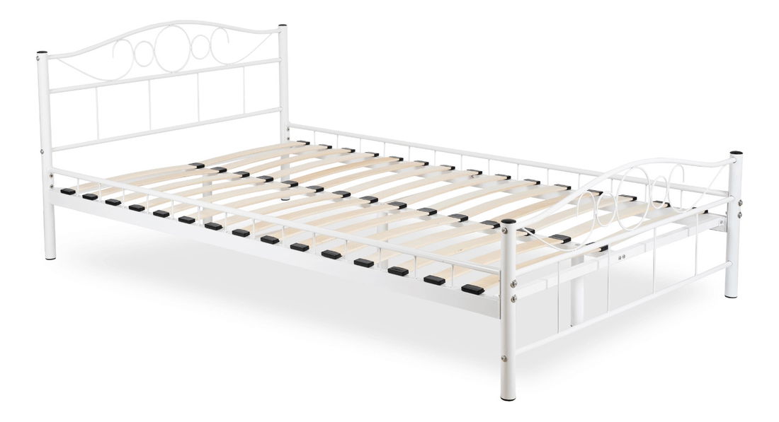 Pat metalic 120 cm Granjeros (alb) (cu somieră)