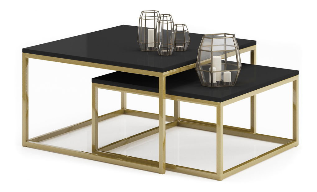 Set 2 kom. stolića za kavu Kamir (zlatna + crna)