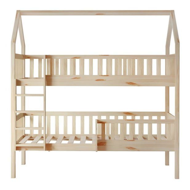 Detská poschodová posteľ s prístelkou 90 cm Virtuoso (prírodná) (s roštom) (s úl. priestorom)
