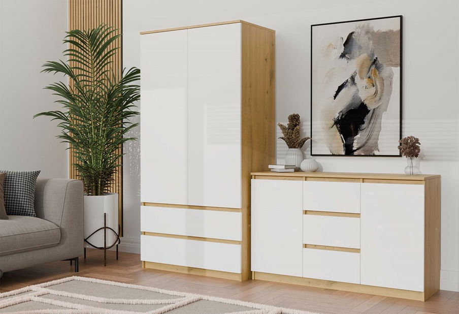 Komoda Musecalo 11 (dub artisan + biela)