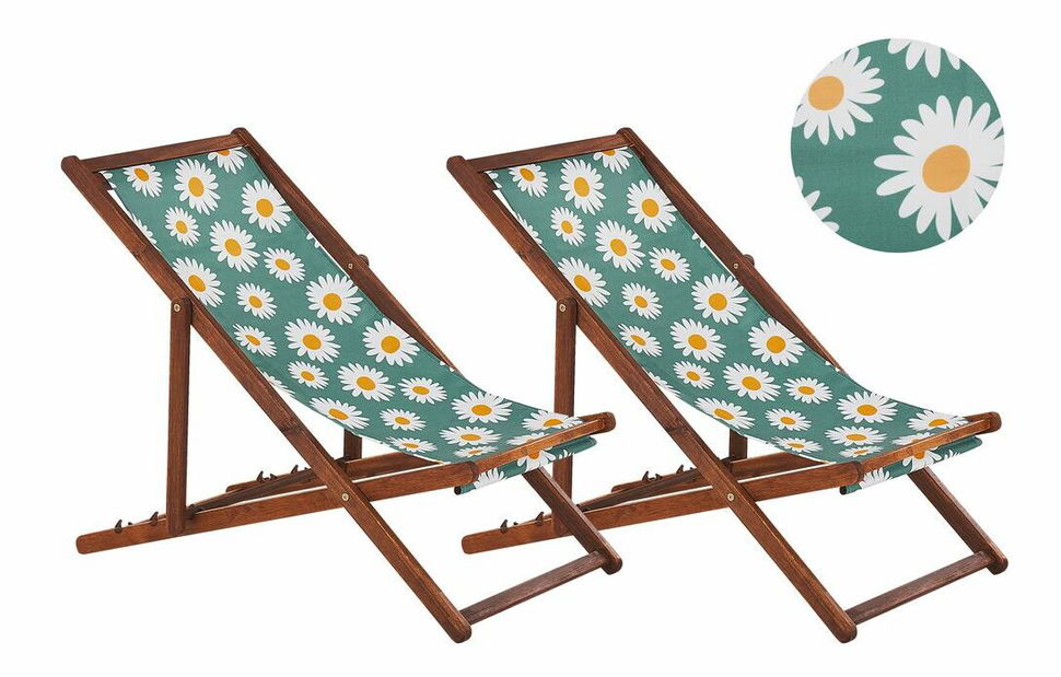 Set 2 vrtne ležaljke s rezervnim presvlakama Antio (cvjetni uzorak)