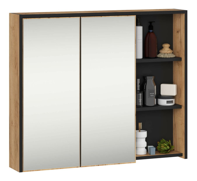 Set mobilier baie Vambos luxe (stejar artizanal + negru)