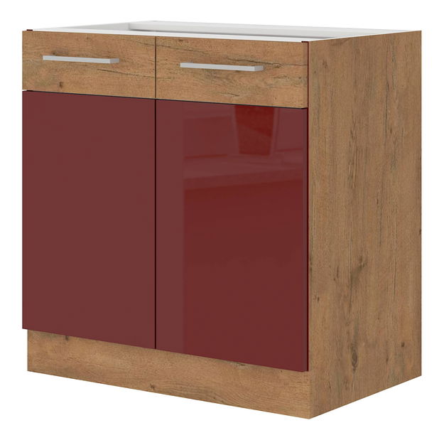 Dolná kuchynská skrinka Virion 80 D 2F BB (dub lancelot + bordová)