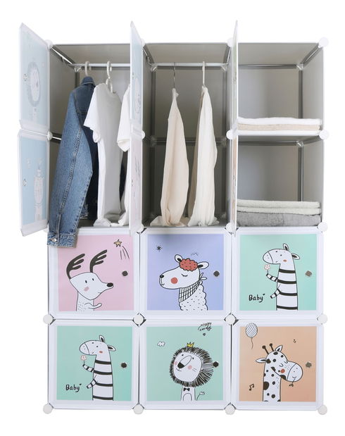 Dulap modular copii Eleanor (gri + motiv pentru copii)