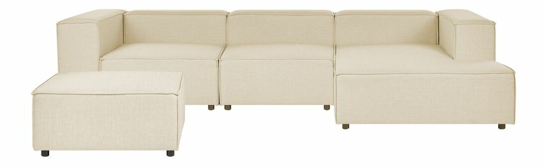 Rohová sedacia súprava s taburetkou Afrika (ľan béžová) (L)