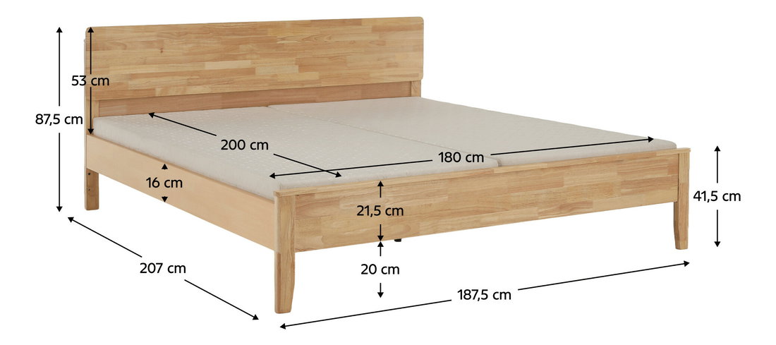 Pat matrimonial 180 cm Novedades (natural) (cu somieră)