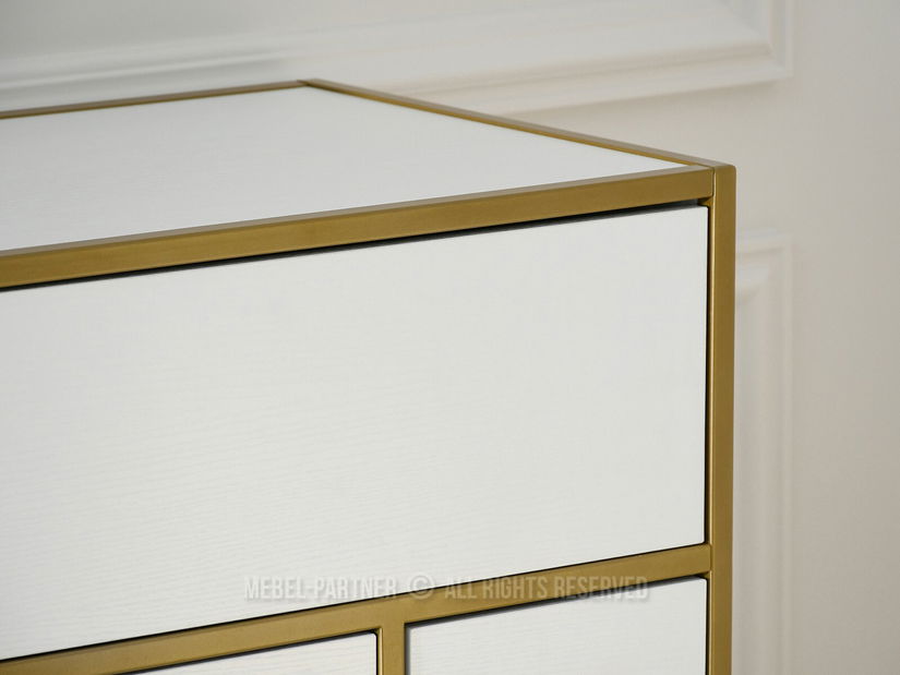 Komoda Soren Kom (biele drevo + zlatá)