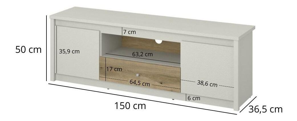 TV ormarić Kodro 2 (kašmir + hrast evoke) 