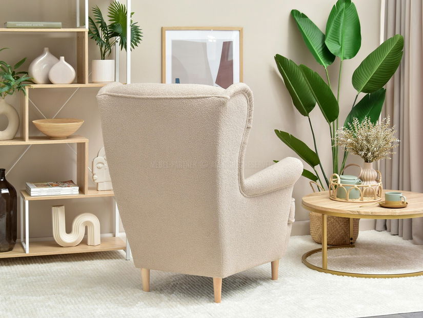 Fotoliu cu urechi Margis (bej + alb)