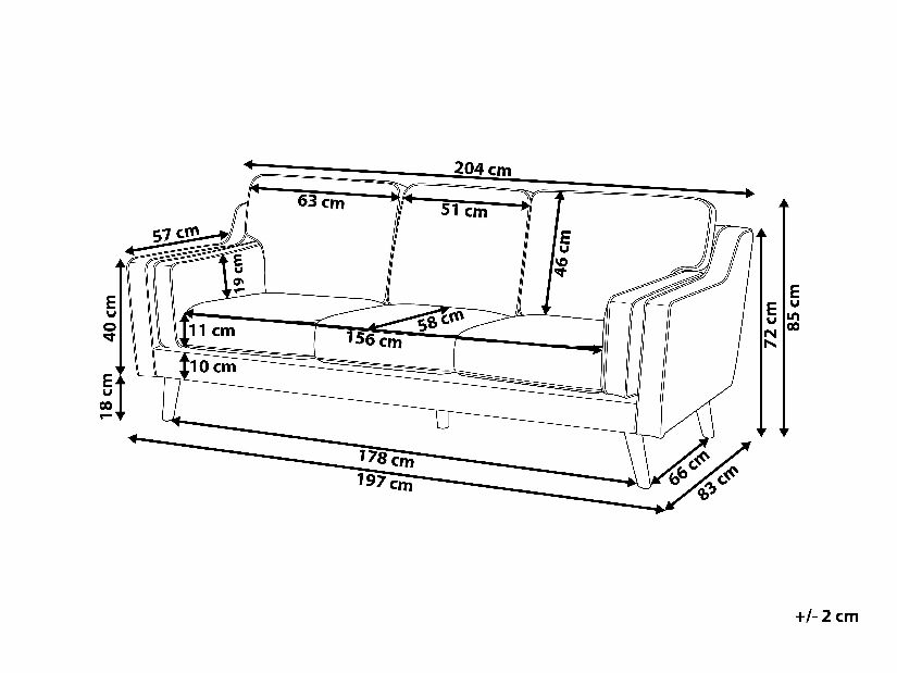 Sofa trosjed Lulea (tamno plava)