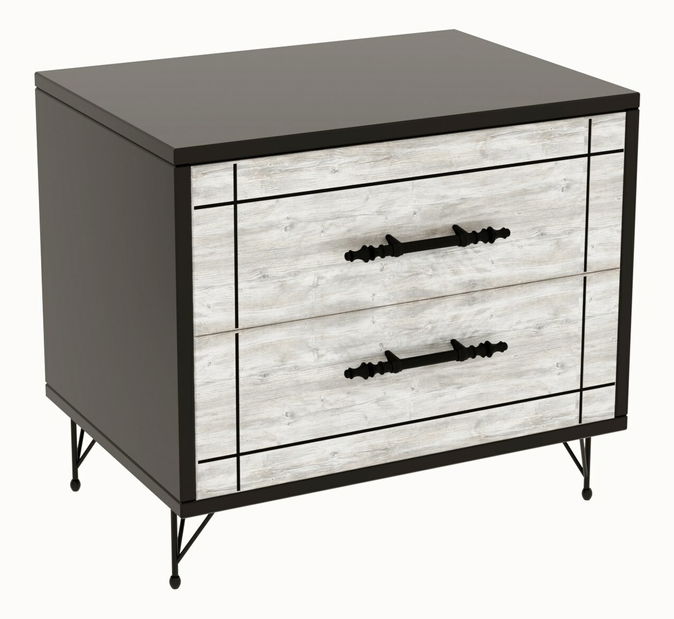 Éjjeliszekrény Natasha (szürke + fekete)