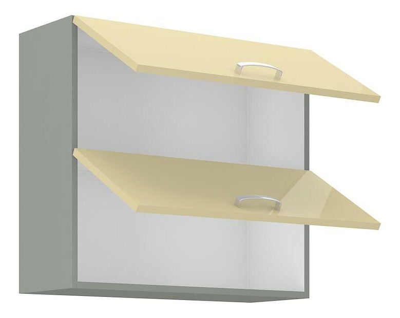 Horná kuchynská skrinka Kelyn 80 GU-72 2F (korpus: lesk krémový + front: sivá)
