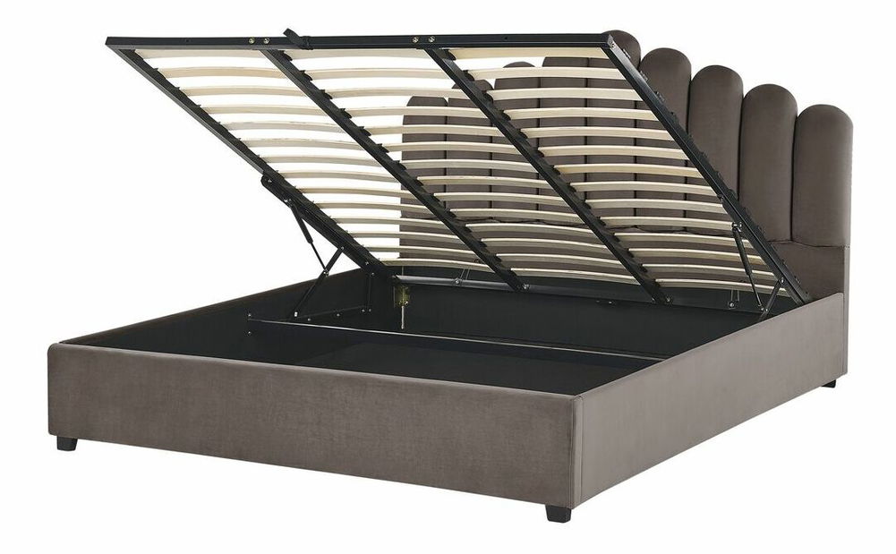 Manželská posteľ 180 cm Valhala (béžová) (s roštom a úložným priestorom)