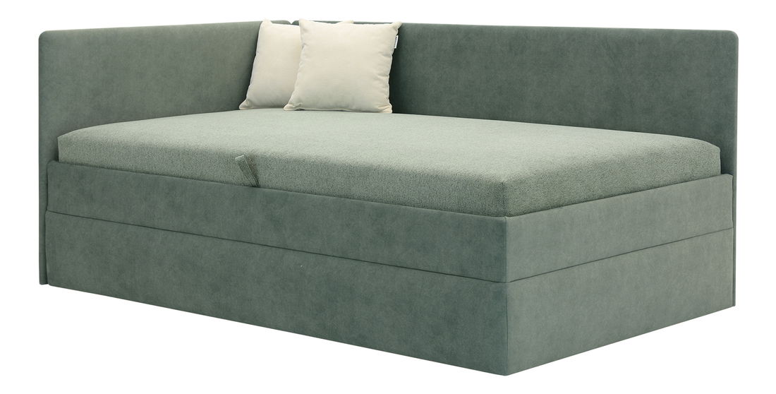 Pat matrimonial 110 cm Optoman (verde) (cu somieră și saltea) (cu sp. depozitare)