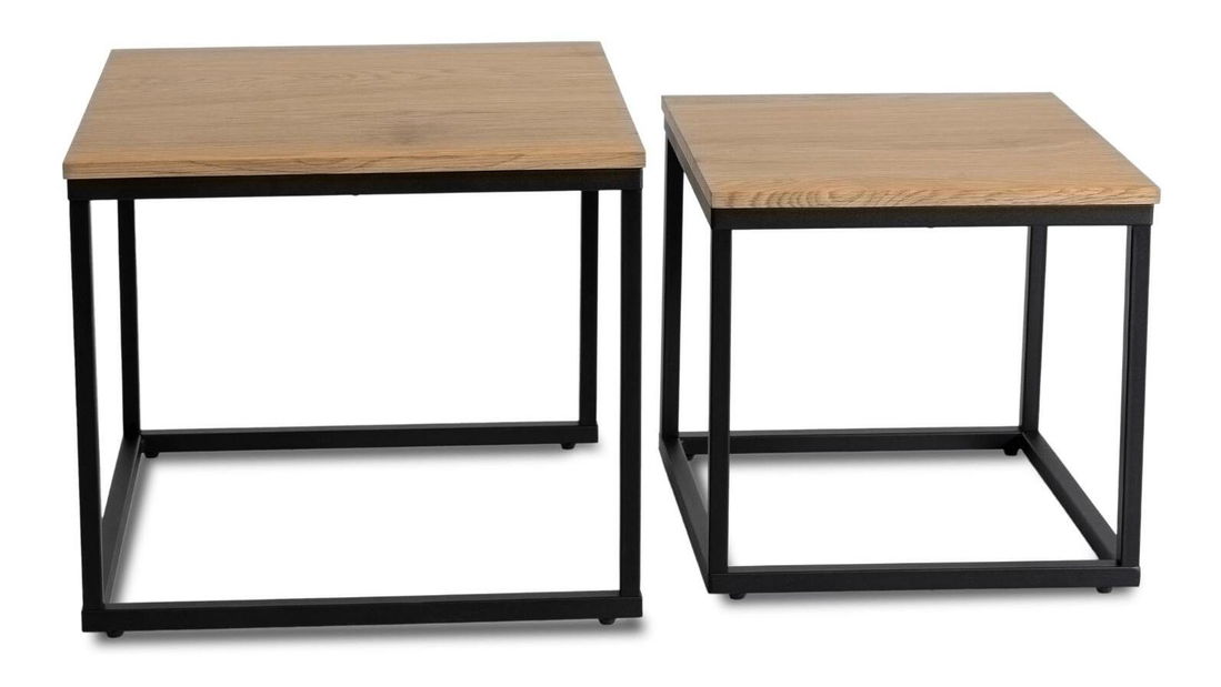 Set 2 măsuțe de cafea Climas (stejar auriu + negru) 