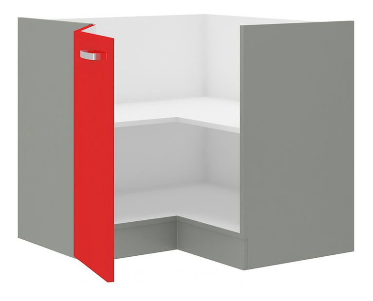 Dulap inferior de bucătărie, de colț Roslyn 89 x 89 DN 1F BB (roșu + gri)