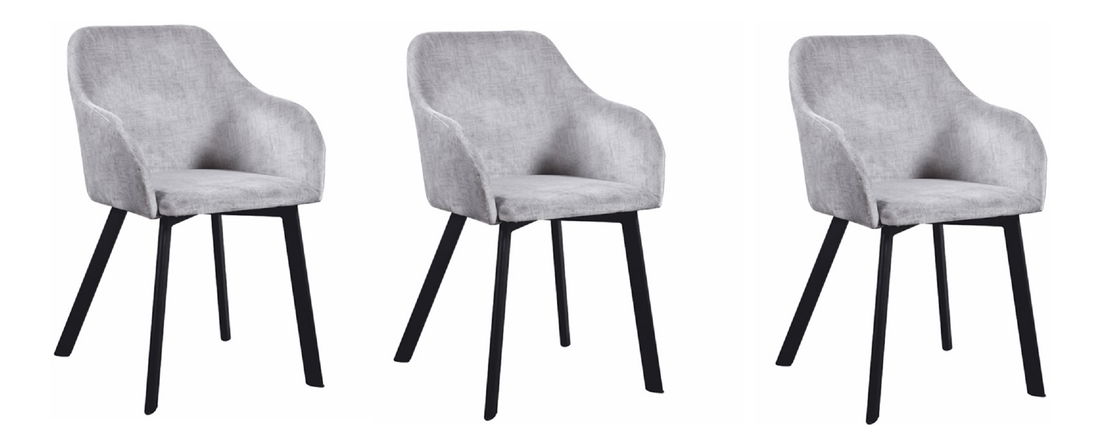 Scaun sufragerie (3 buc.) Talira (gri deschis + negru) *vânzare stoc