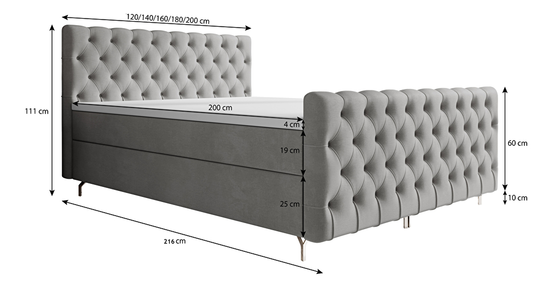 Jednostruki krevet 120 cm Clinton Comfort (crna) (s podnicom, s prostorom za odlaganje)