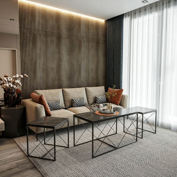 Dohányzóasztal szett (3 db.) Defenella (fekete)