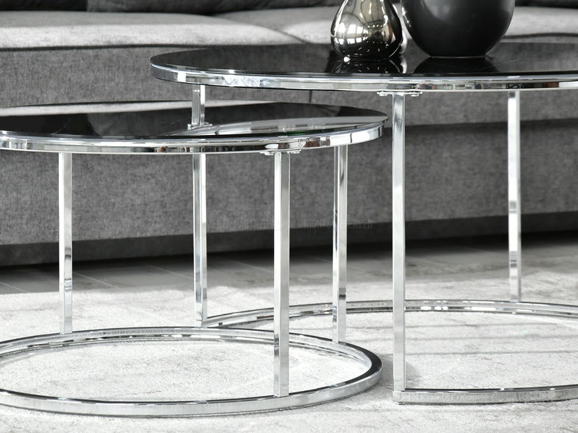 Dohányzóasztal Grande (fekete márvány + króm)