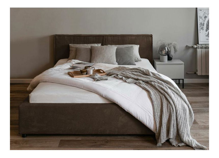 Bračni krevet 140 cm Fatime (s podnicom) (s prostorom za odlaganje) (tamnosmeđa + crna)