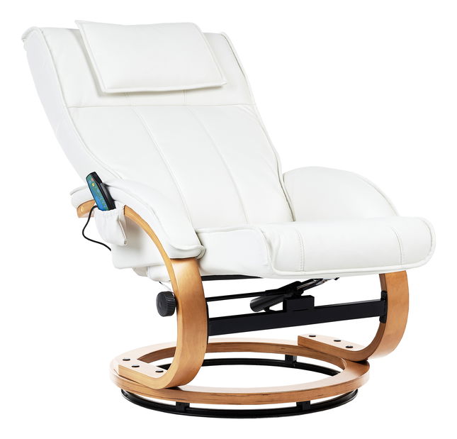 Masažna fotelja MAJENE (umjetna koža) (bež) (s tabureom)