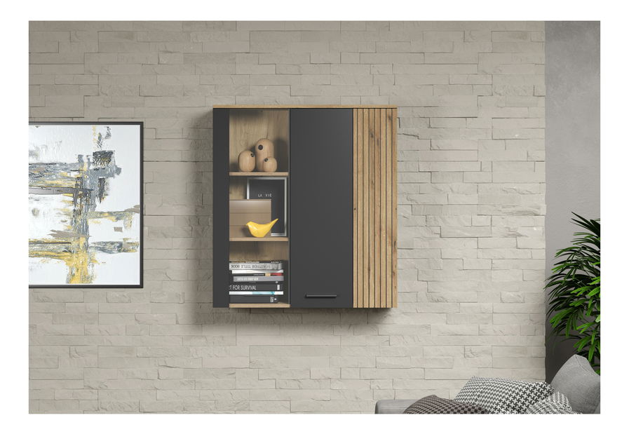 Függesztett vitrin Esferas (grafit + evoke tölgy) 