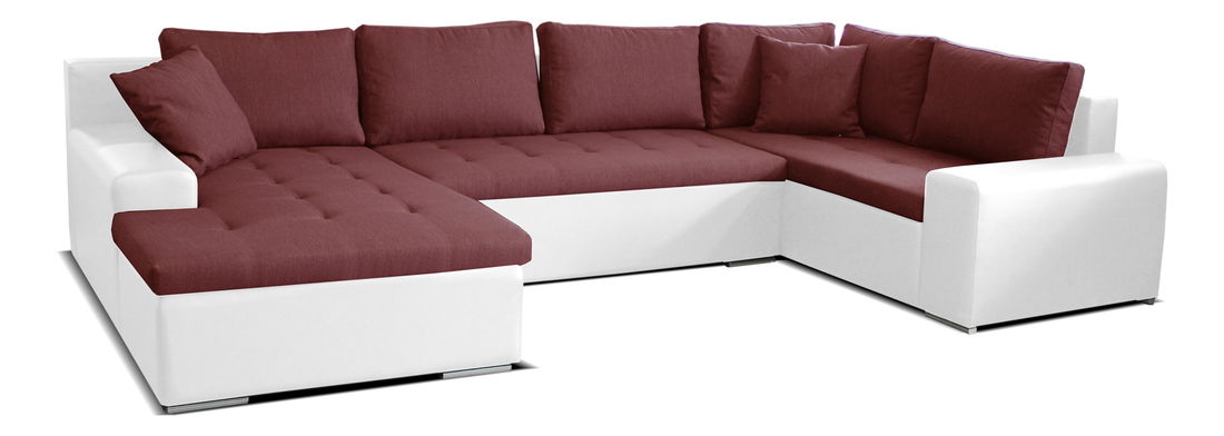 Rohová sedačka U Moreno L+2+BL (bordová + biela) (L)