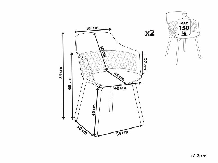 Set 2 buc scaun tip bar Anneli (gri)