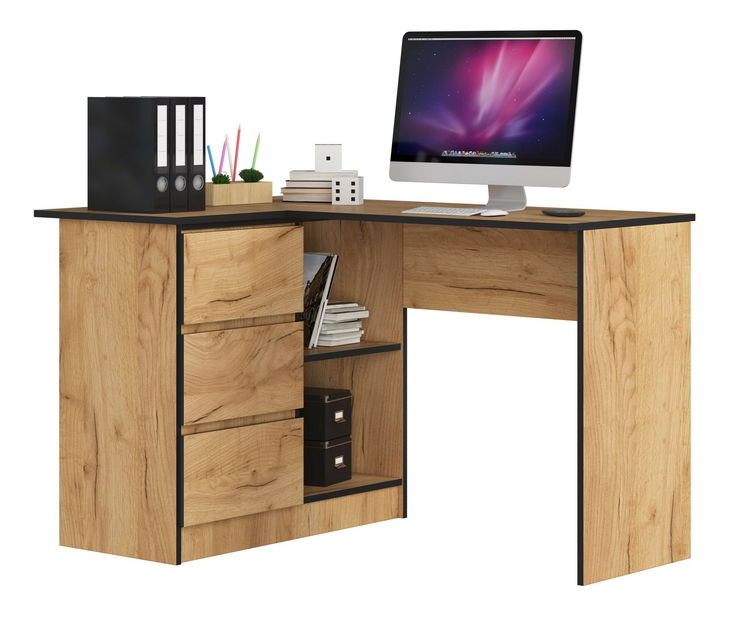 Rohový PC stolík Balcon (dub craft) (L)