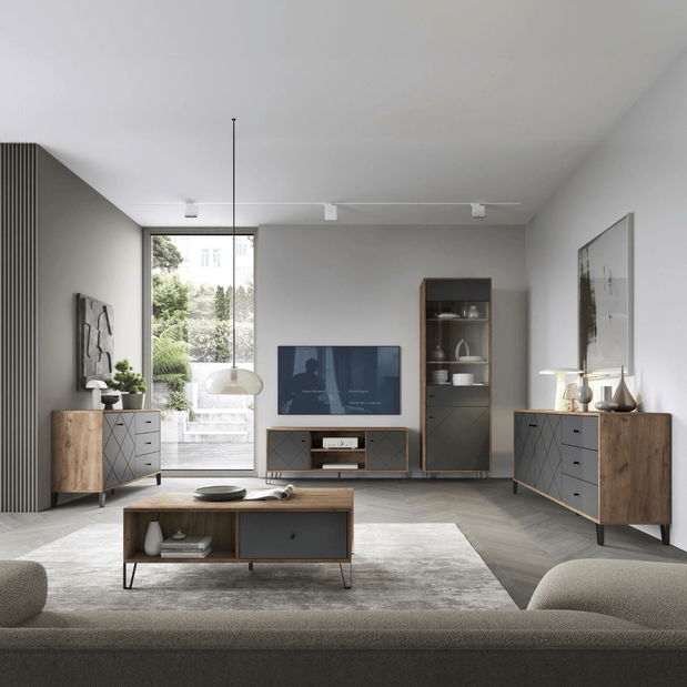 Komoda Baiano (hrast artisan + grafit) 