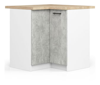 Rohová dolná kuchynská skrinka Ozara S90 90 (biela + betón)