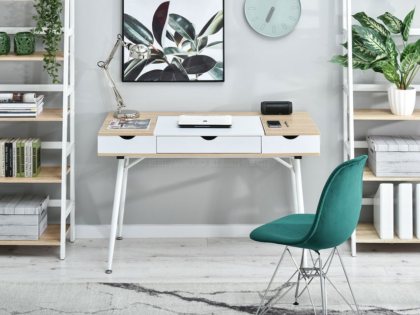 PC asztal Baiden (tölgy + fehér)