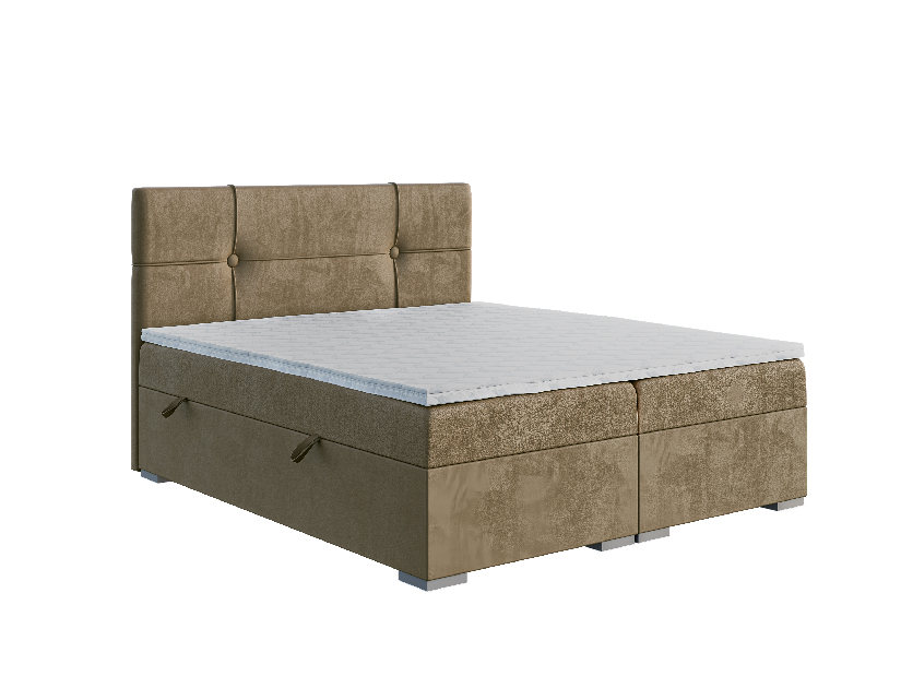 Manželská posteľ Boxspring 120 cm Gal (tmavobéžová) (s matracom a úl. priestorom)