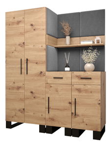 Set mobilier pentru hol Amanda 7 (Stejar artisan + gri închis)