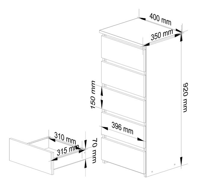 Komoda Colisiono (hrast sonoma + bijela)