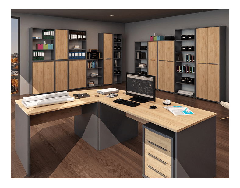 Pisaći stol Hamila NEW tip 12 (grafit + hrast artisan) *Outlet moguća oštećenja