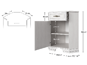 Sarok komód Trippy (woodline krém) 