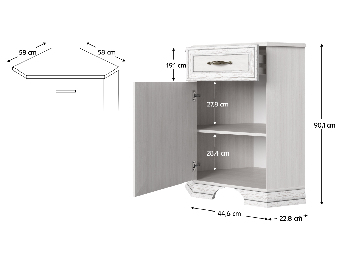 Sarok komód Trippy (woodline krém) 
